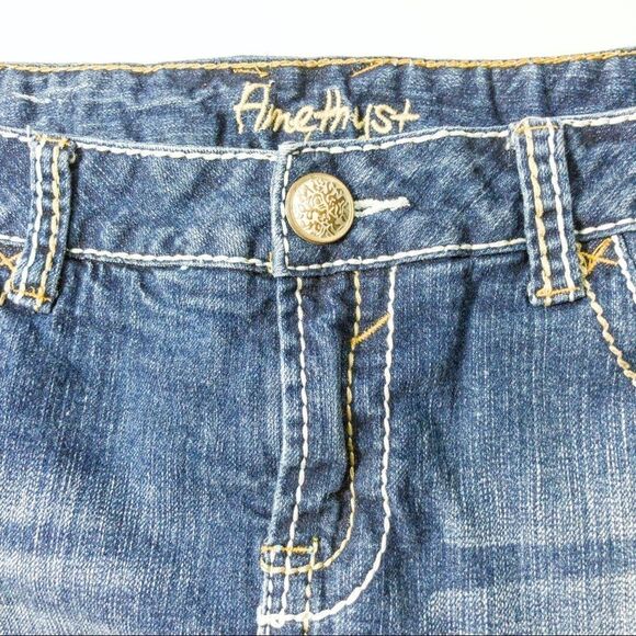 Amethyst Distressed Denim Miniskirt Sz 11 - Picture 5 of 12